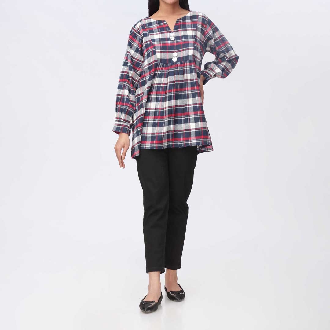 1PC- Flannel Checkered Top PW3278