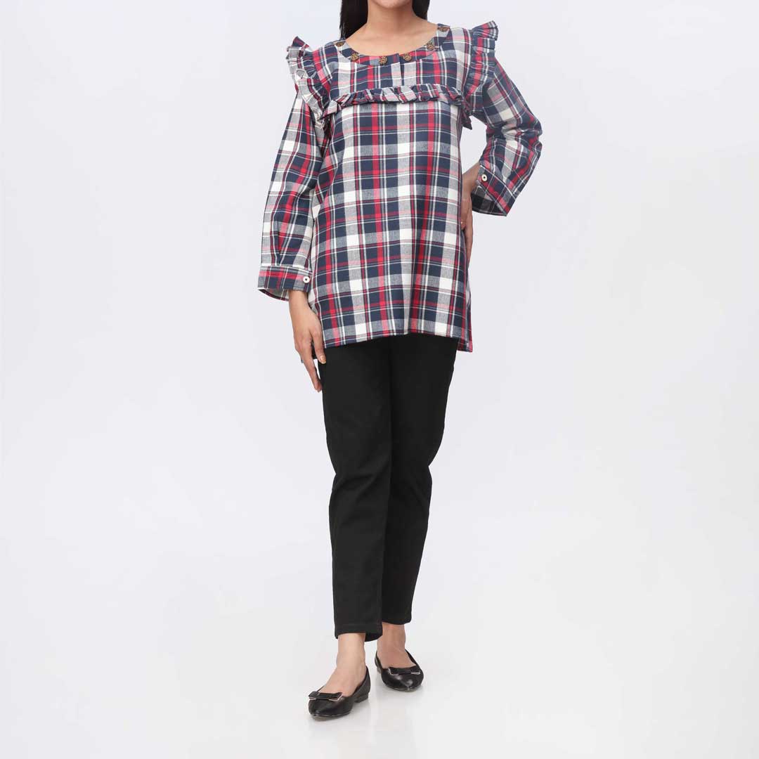 1PC- Flannel Checkered Top PW3279