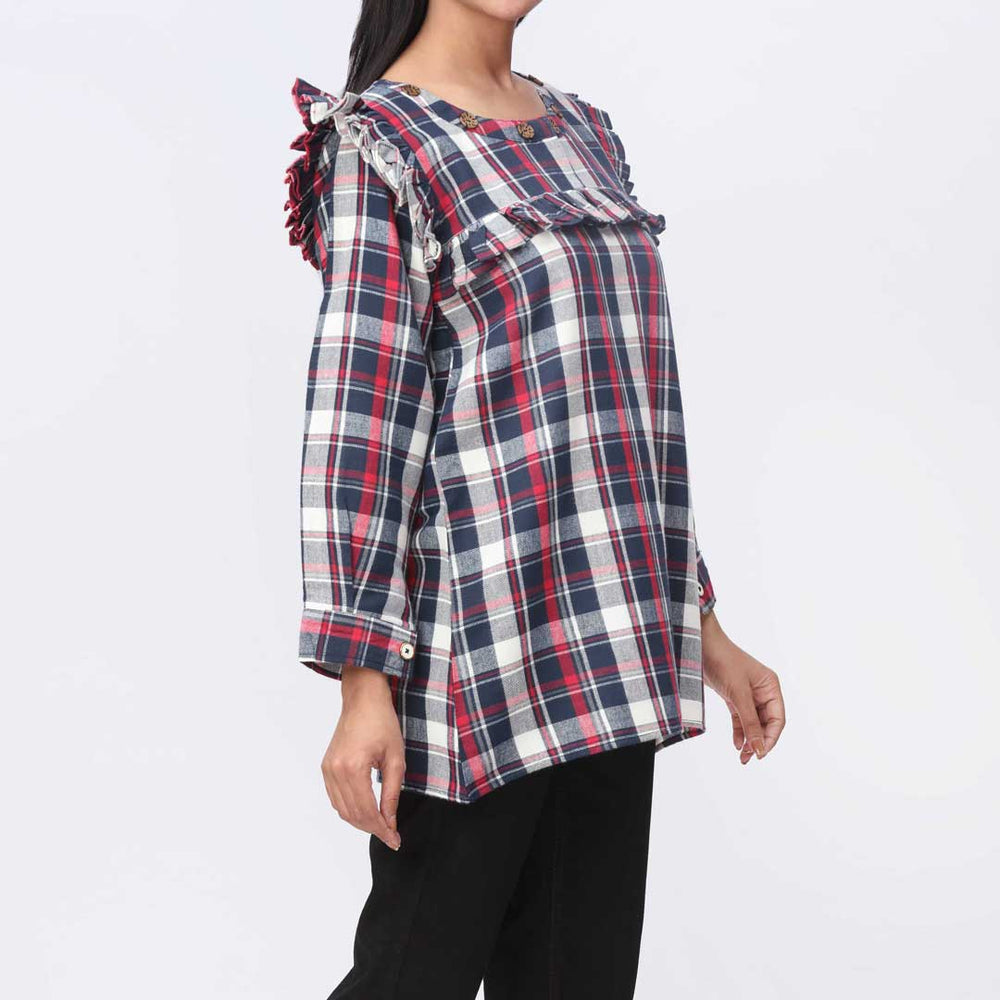 1PC- Flannel Checkered Top PW3279