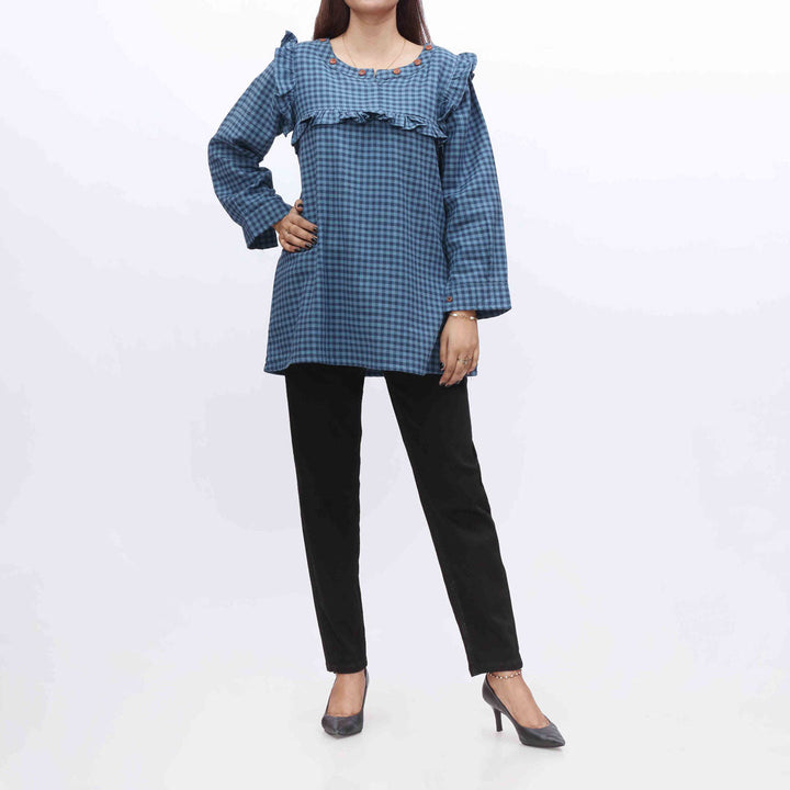 1PC- Flannel Checkered Top PW3281