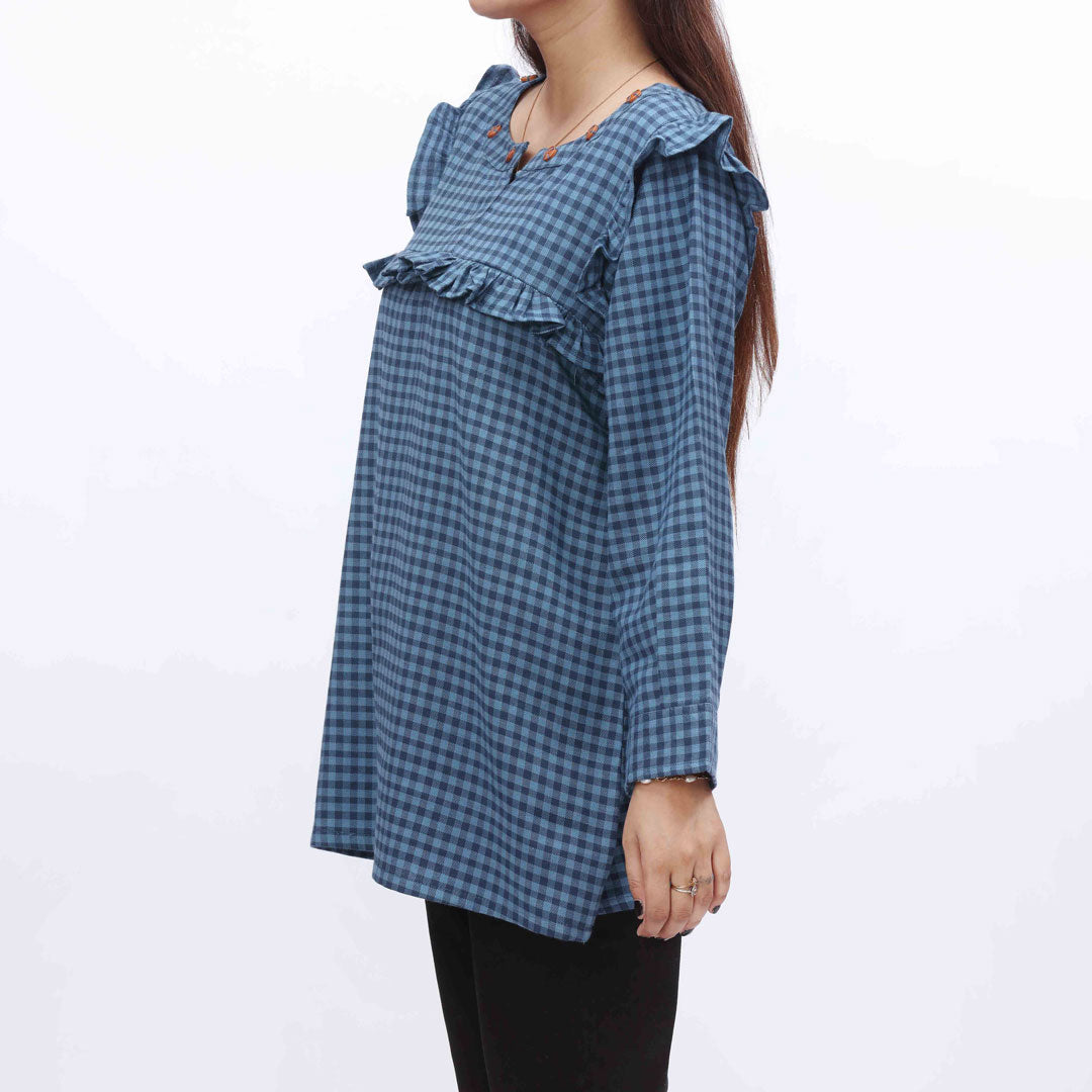 1PC- Flannel Checkered Top PW3281