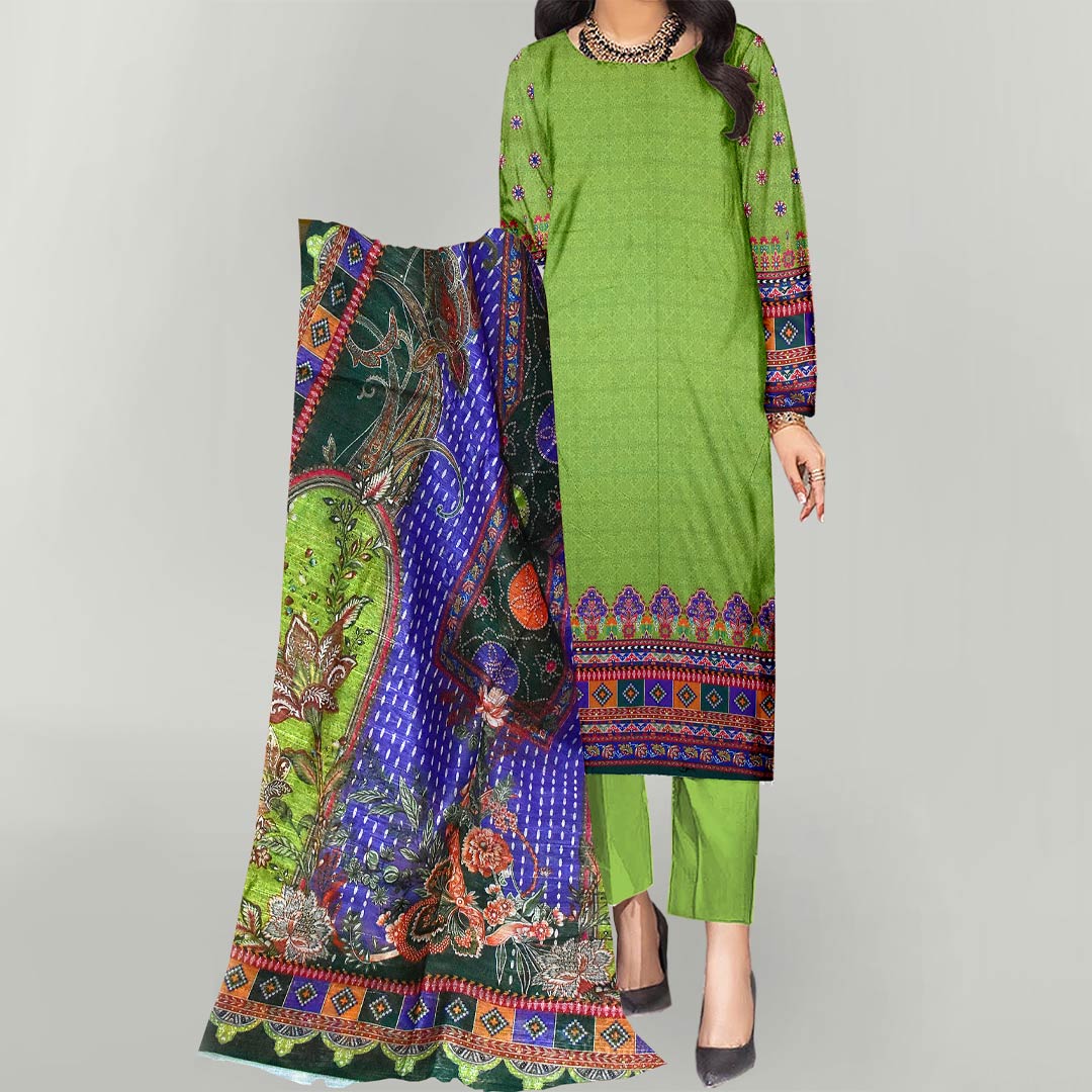 3PC- UnStitched Digital Printed Linen Suit PW3386