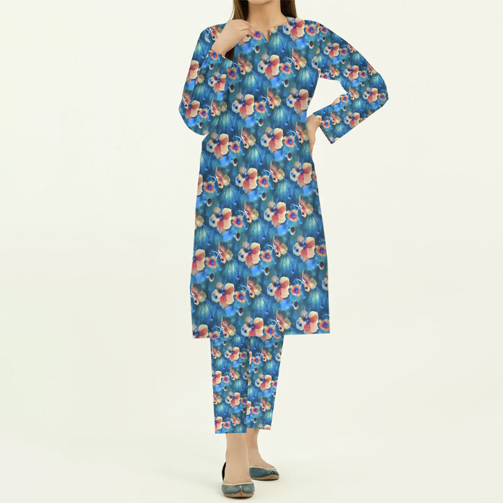 2PC- Digital Printed Cambric Suit PW3468