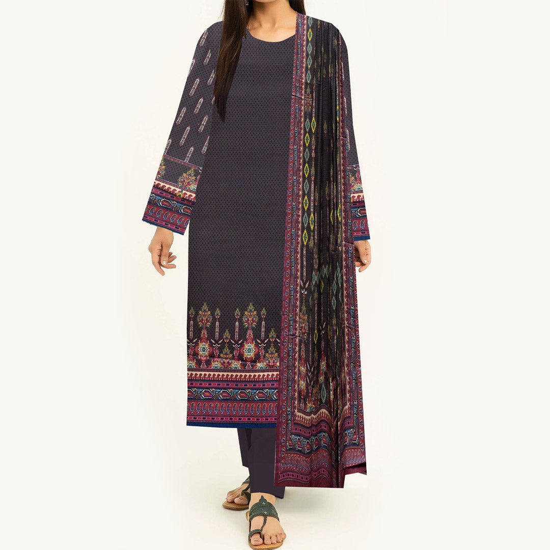 3PC- Digital Printed Linen Suit PW3482