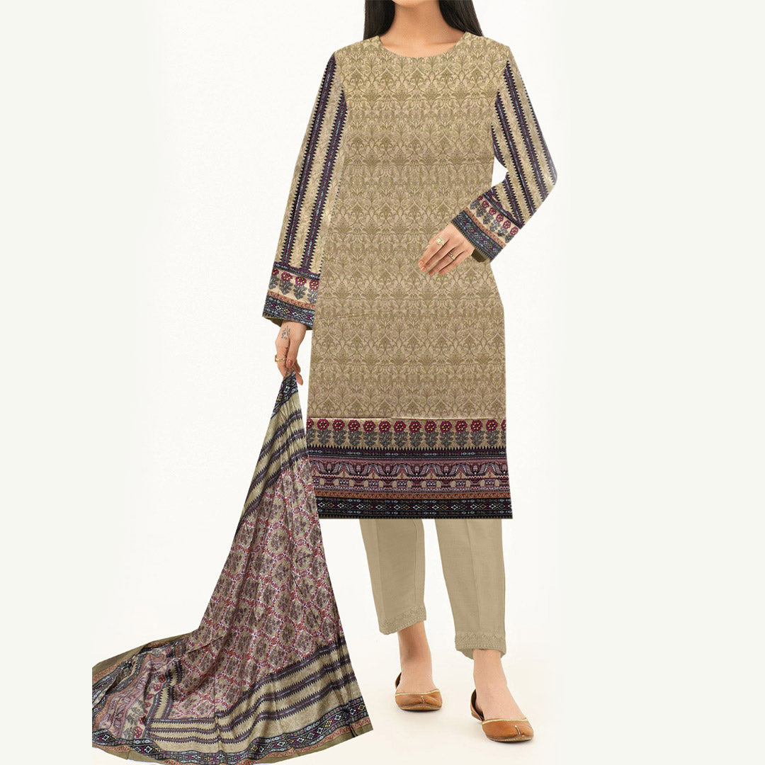 3PC- Digital Printed Linen Suit PW3488