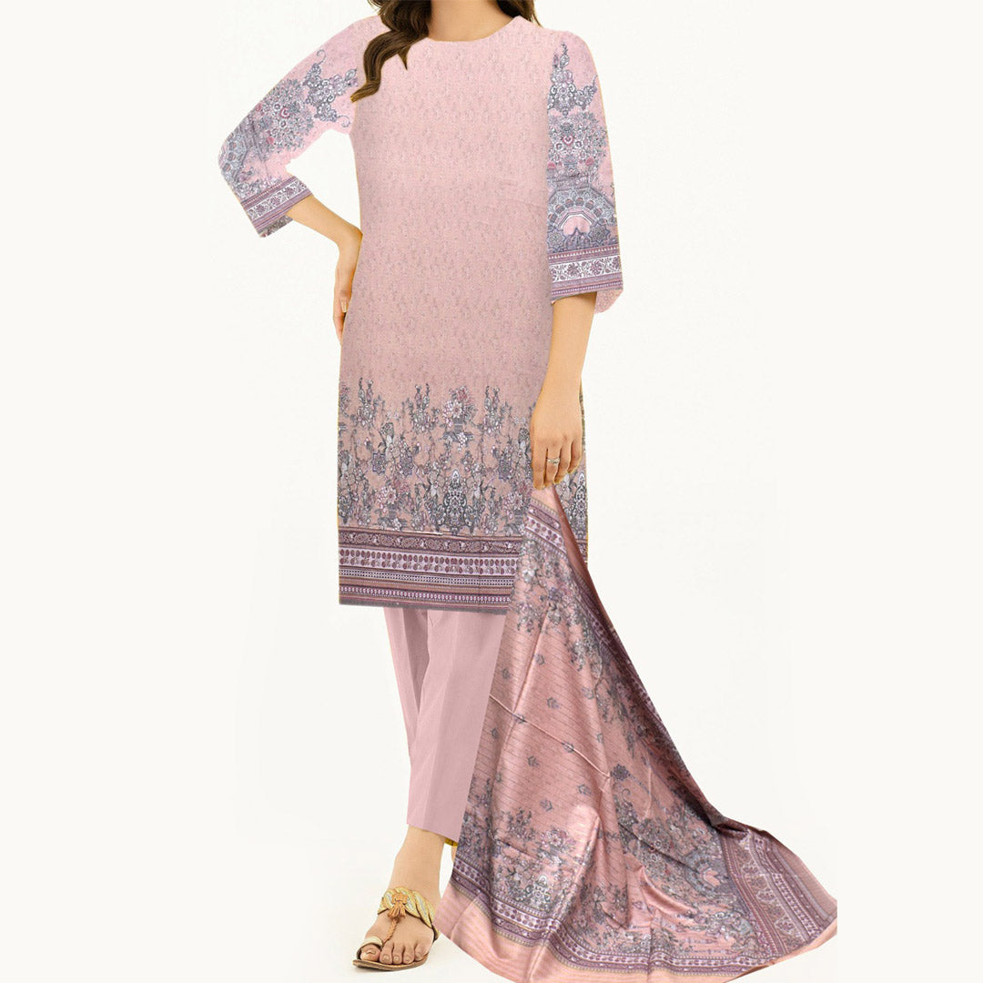 3PC- Digital Printed Dhanak Suit PW3493