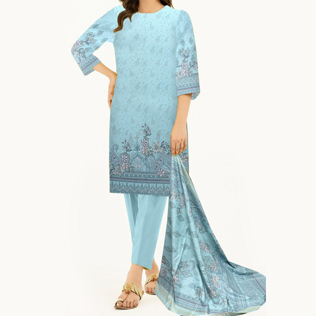 3PC- Digital Printed Dhanak Suit PW3496