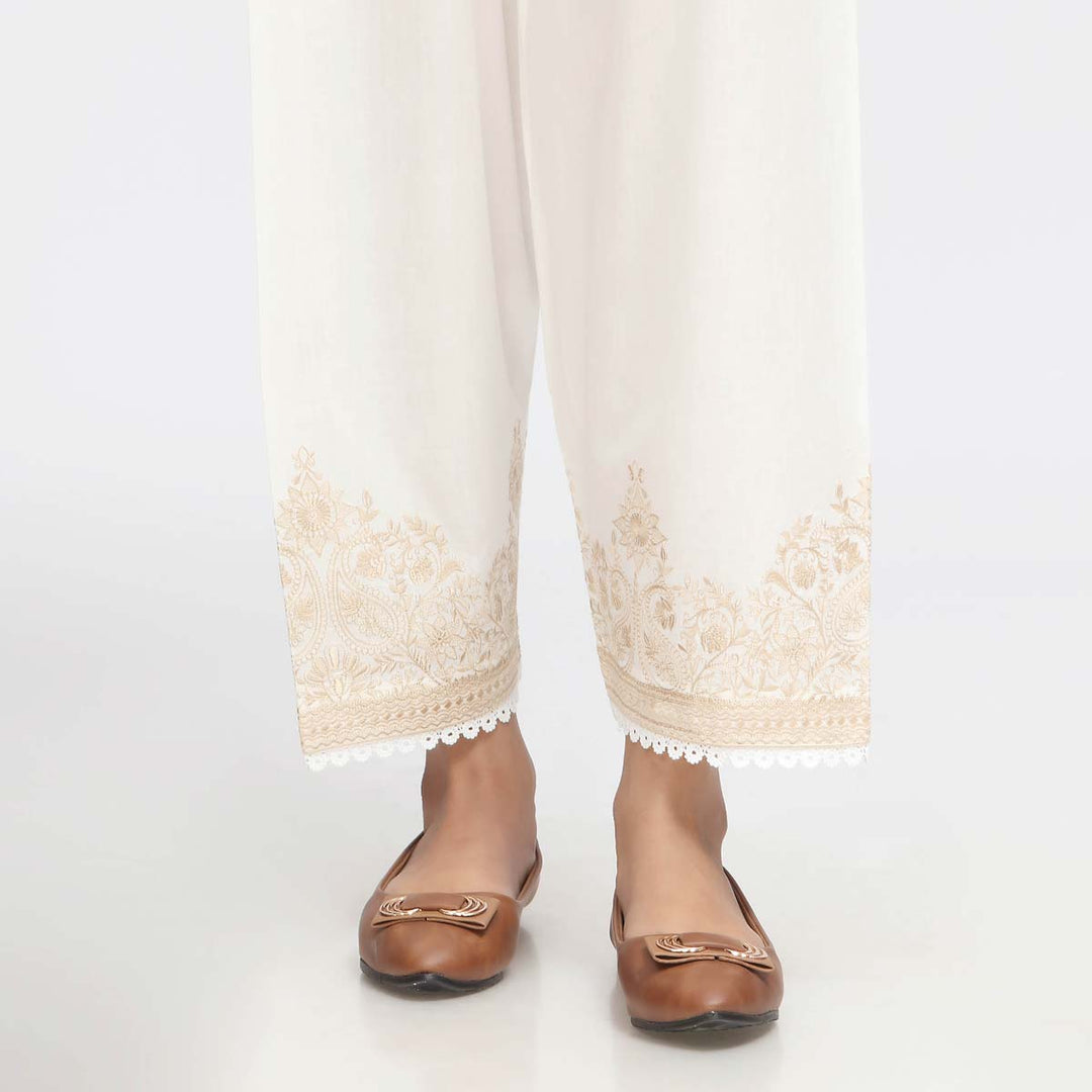 White Embroidered Cambric Shalwar PW3586