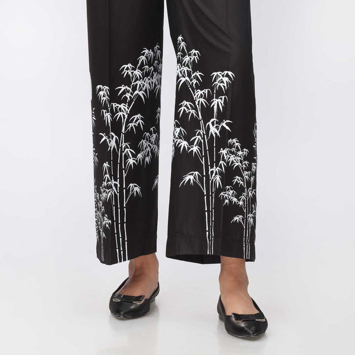 Black Printed Cambric Straight Fit Trouser PW3591