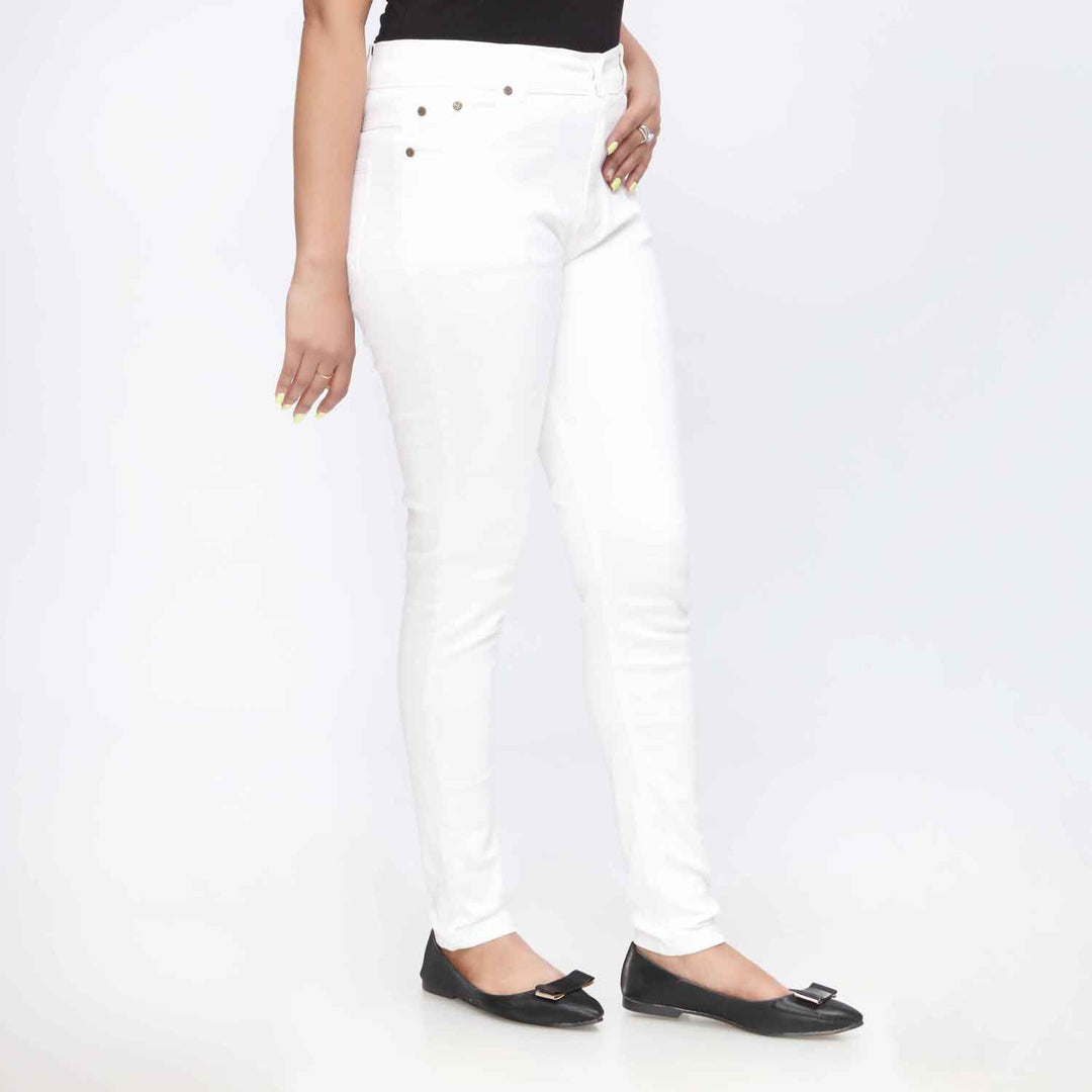 White Slim Fit Denim Pant PW3604