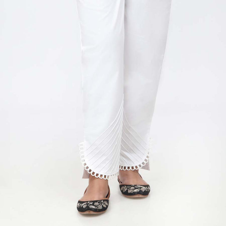 White Laced Cambric Slim Fit Trouser PW3609