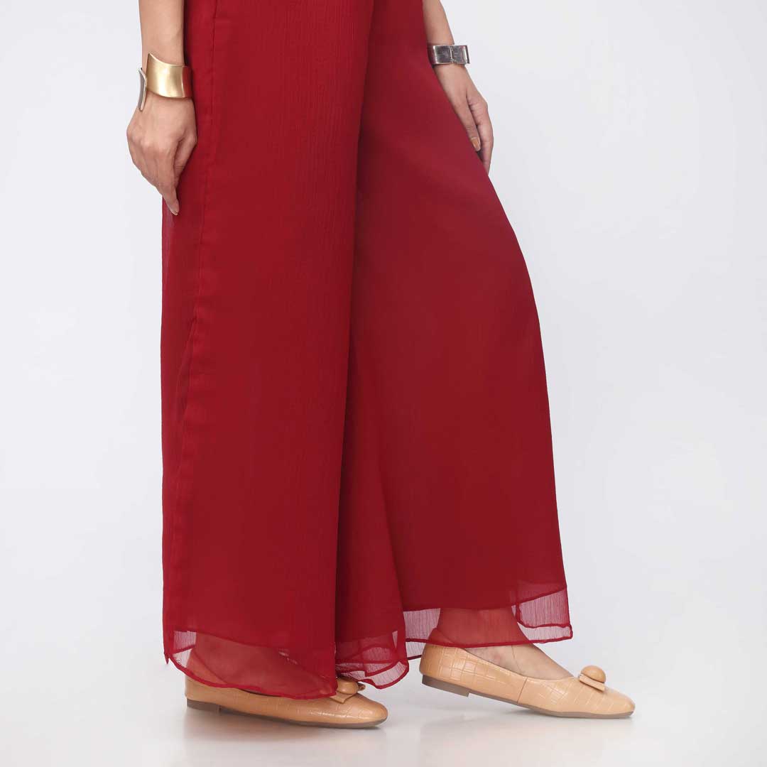 Maroon Dyed Chiffon Palazzo PW3620