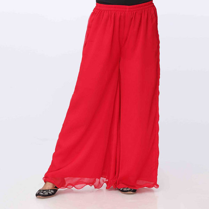 Red Dyed Chiffon Plazo PW3621