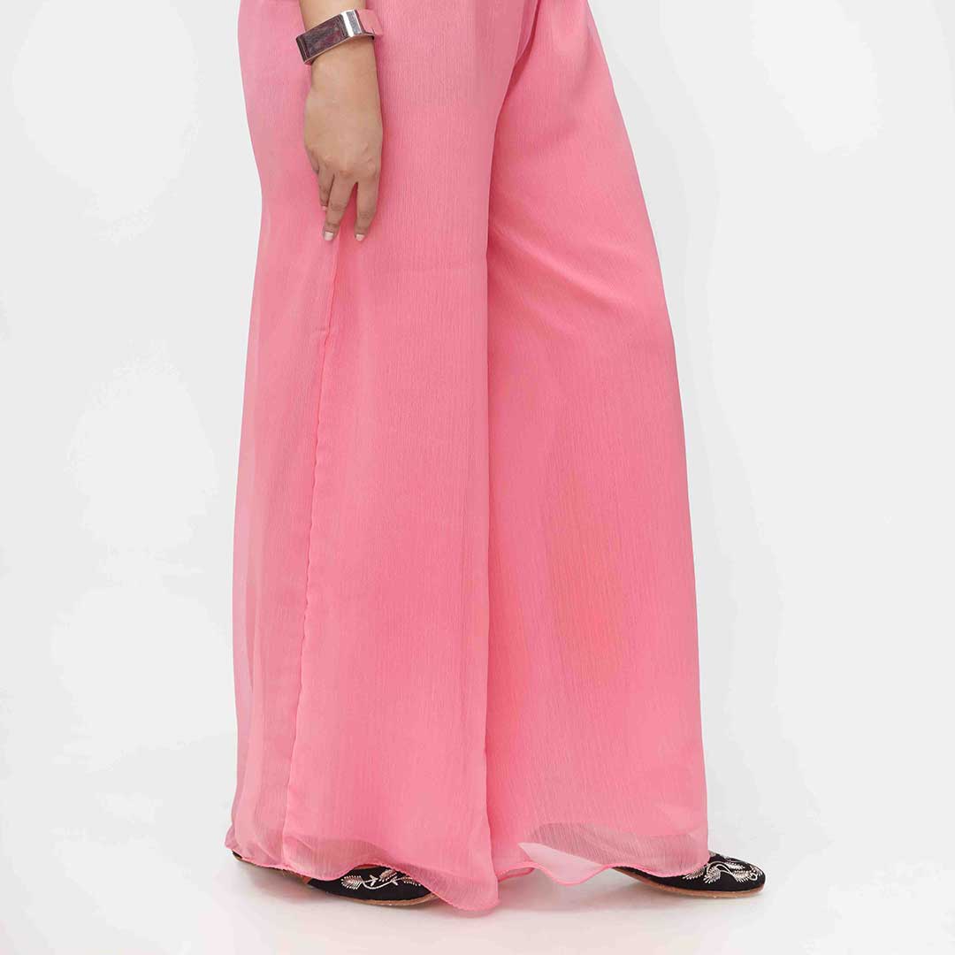 Pink Dyed Chiffon Plazo PW3621