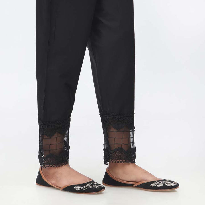 Black Laced Cambric Slim Fit Trouser PW3626