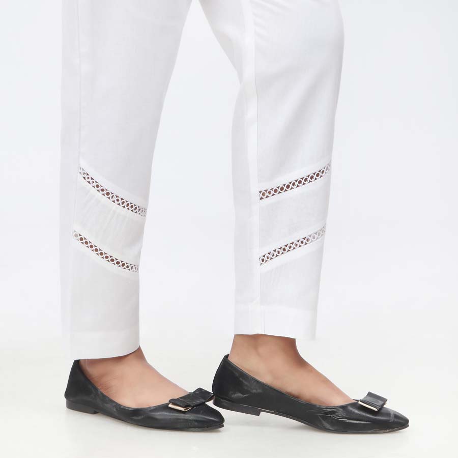 White Laced Cambric Slim Fit Trouser PW3654