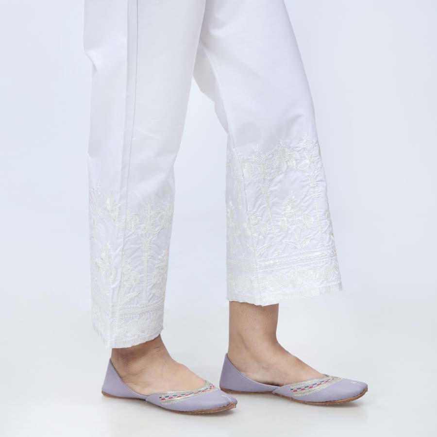 White Embroidered Cambric Trouser PW3663