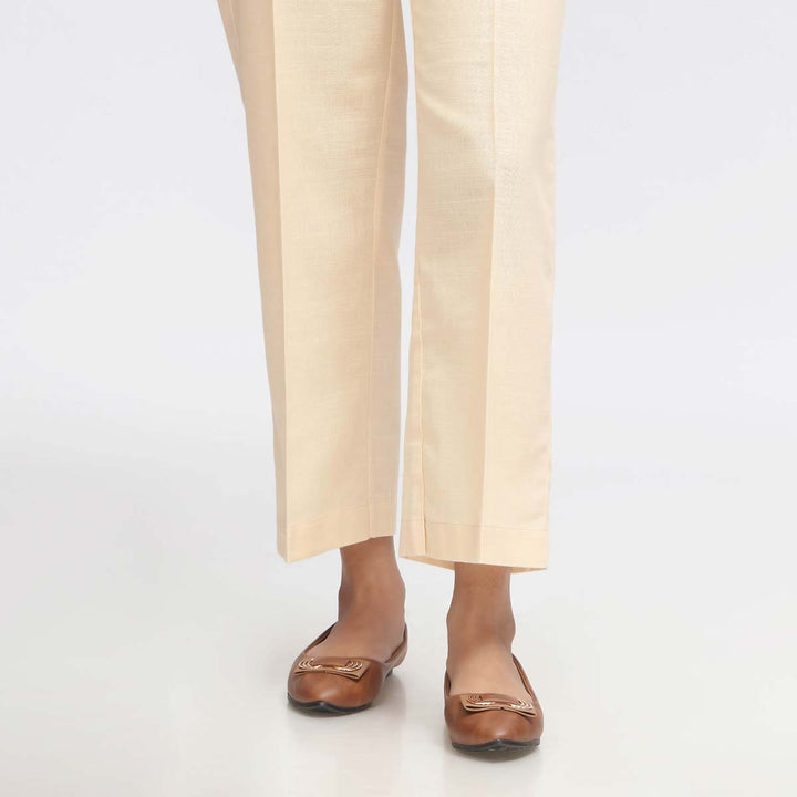 Beige Plain Khaddar Straight Fit Trouser PW3696