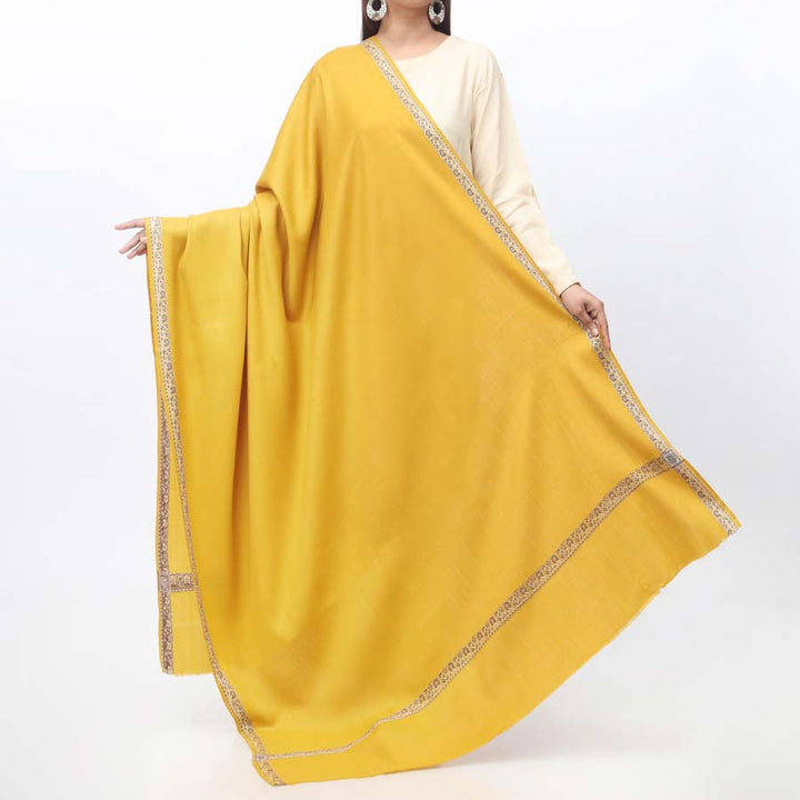 Mustard Embroidered Border Shawl  PW3702