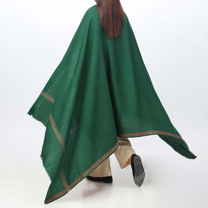 Green Embroidered Border Shawl  PW3702