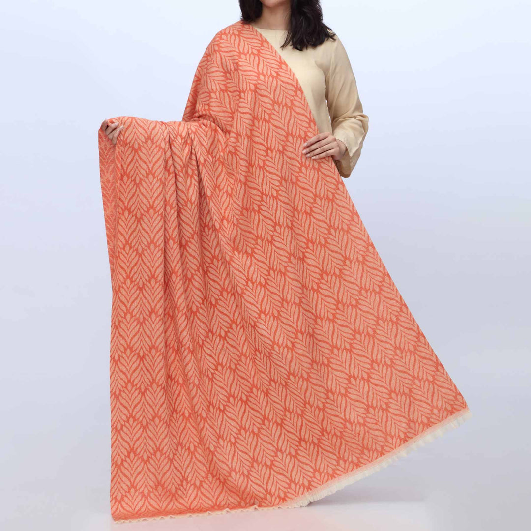 Orange Winter Jacquard Shawl PW3706