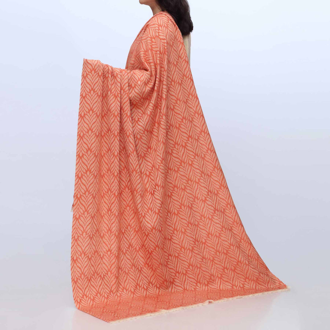 Orange Winter Jacquard Shawl PW3706