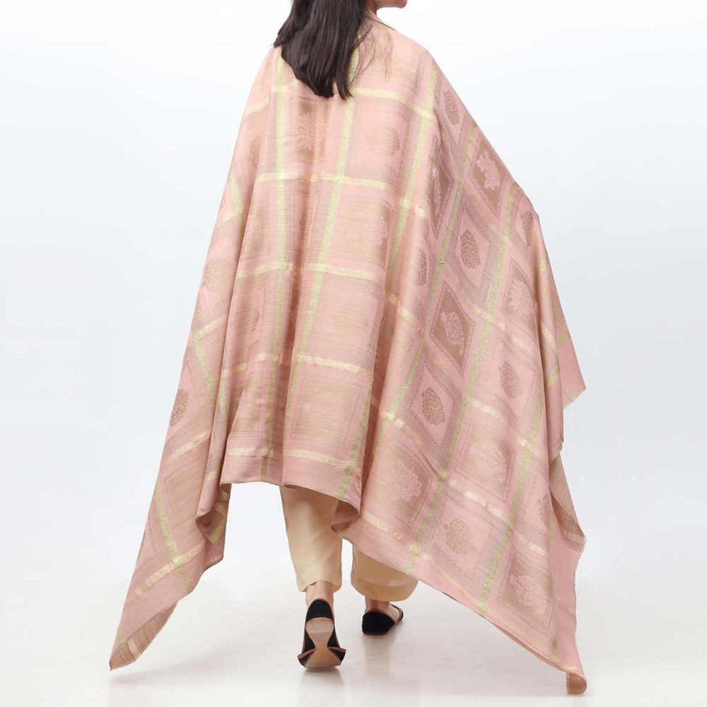 Pink Jacquard Winter Shawl PW3707