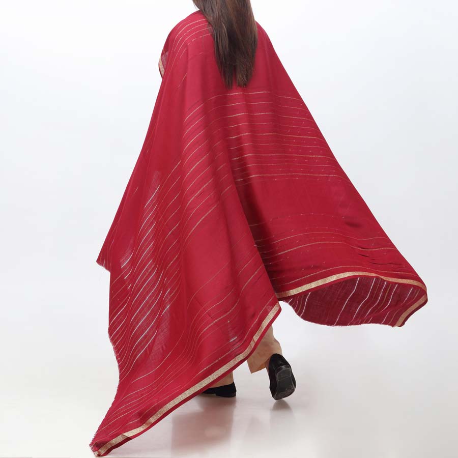 Maroon Zari Border Shawl  PW3709