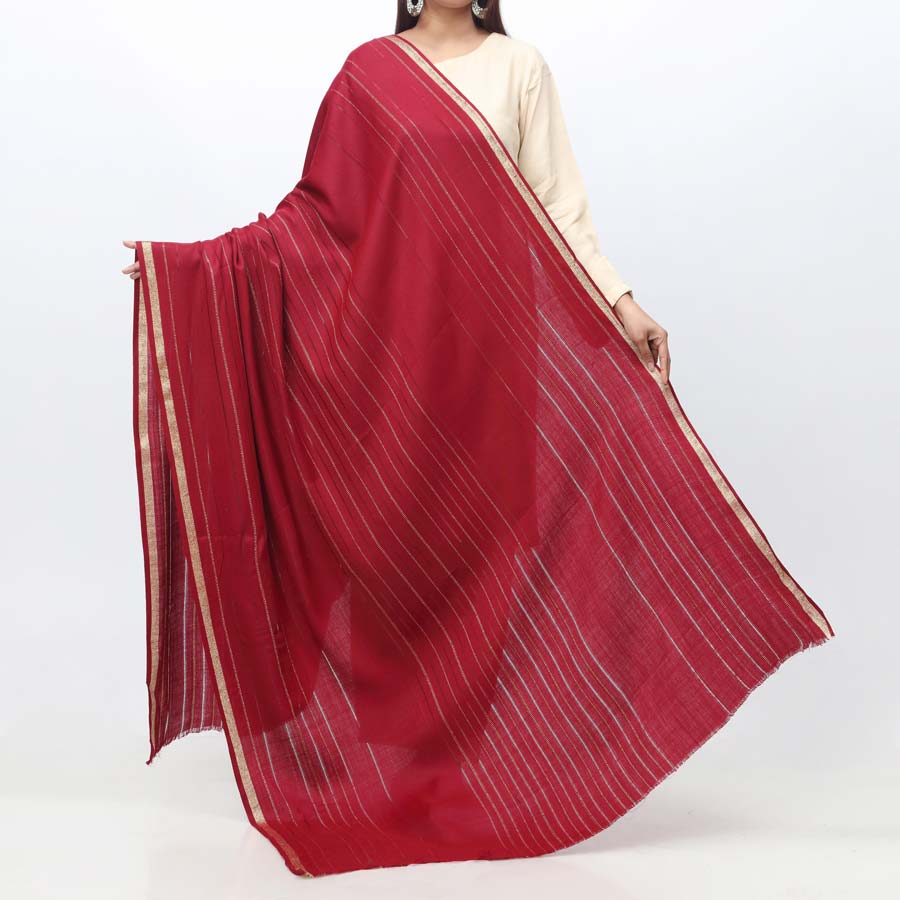 Maroon Zari Border Shawl  PW3709