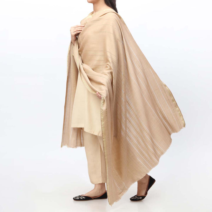 Khaki Zari Border Shawl PW3709