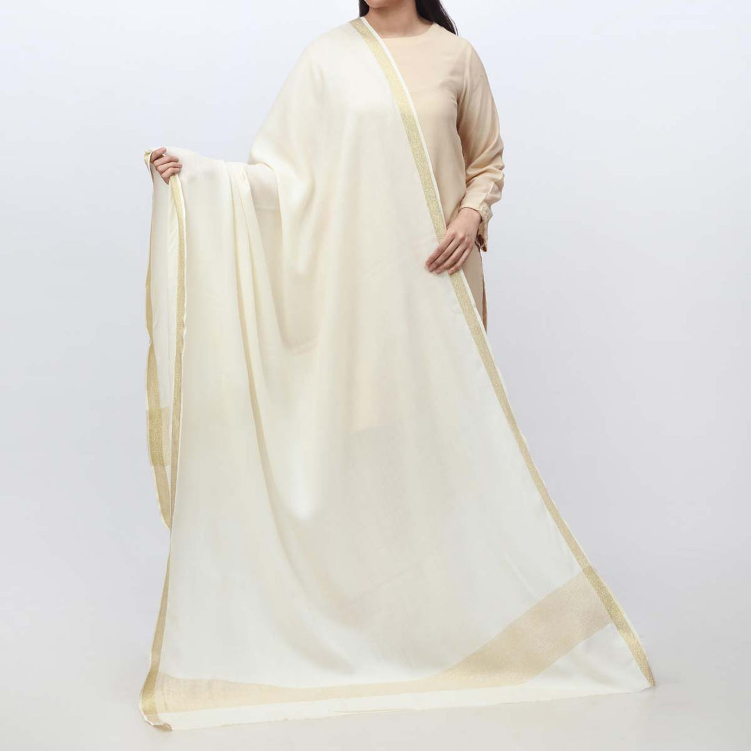 White Zari Border Shawl PW3711