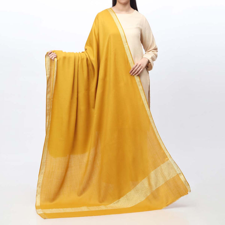 Yellow Zari Border Shawl PW3711