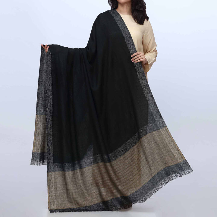 Black Zari Border Shawl PW3712