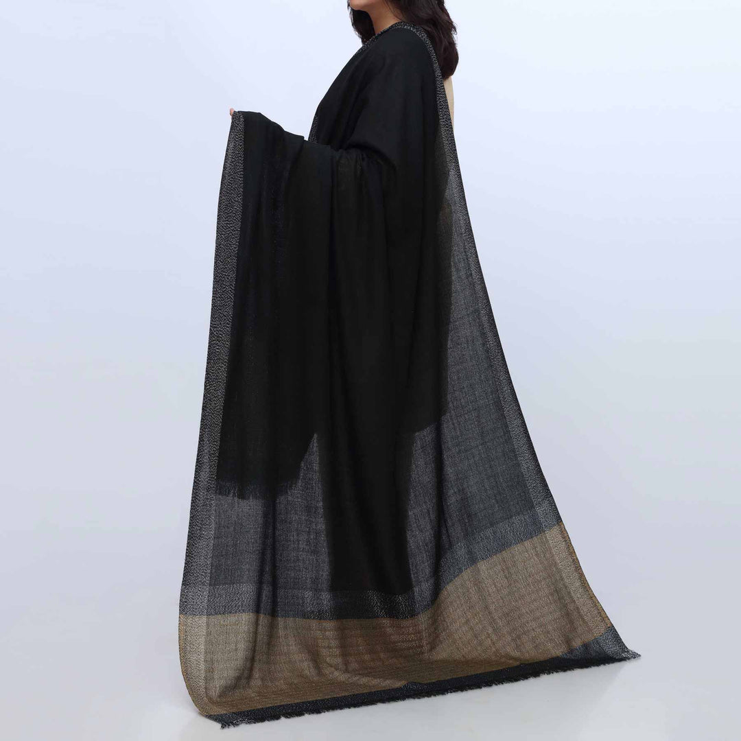 Black Zari Border Shawl PW3712