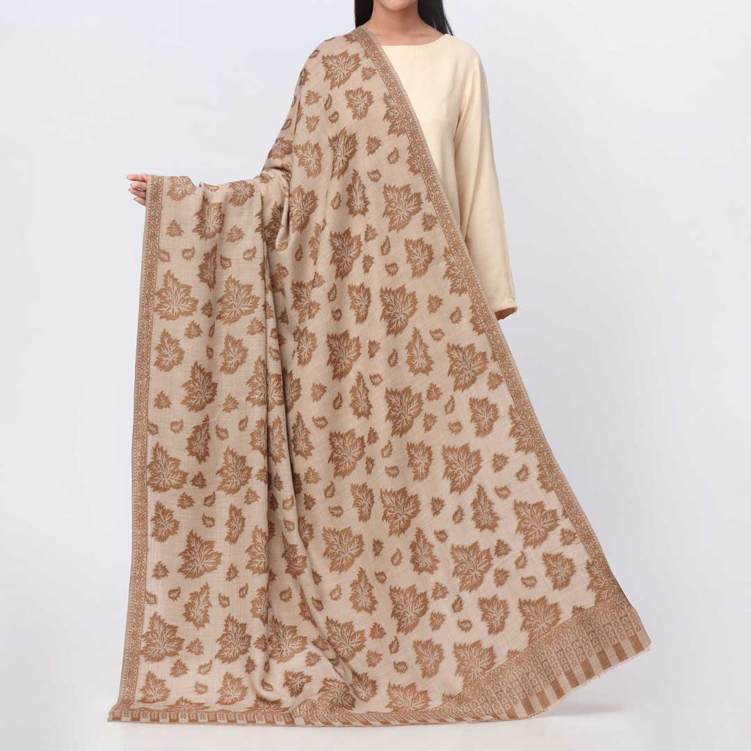 Brown Jacquard Winter Shawl PW3716