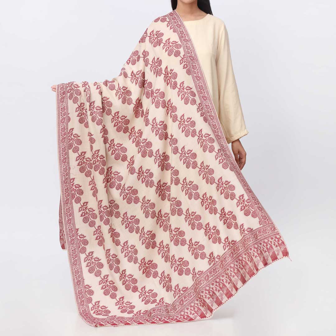 Maroon Jacquard Winter Shawl PW3716