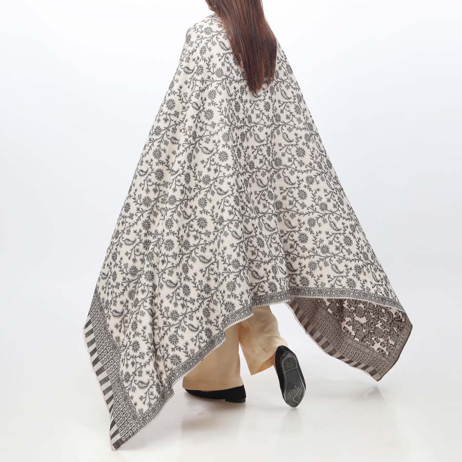 Khaki Jacquard Winter Shawl PW3716