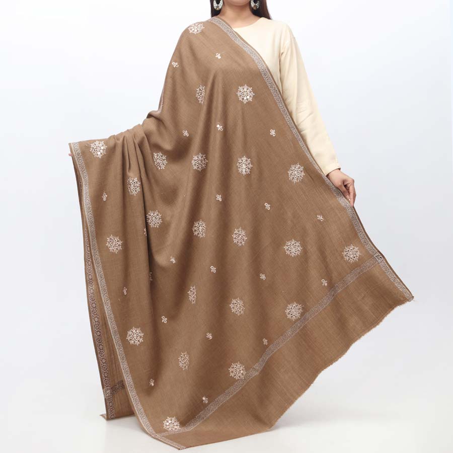 Brown Embroidered Winter Shawl  PW3721