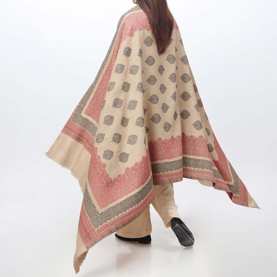 Khaki Jacquard Winter Shawl PW3737