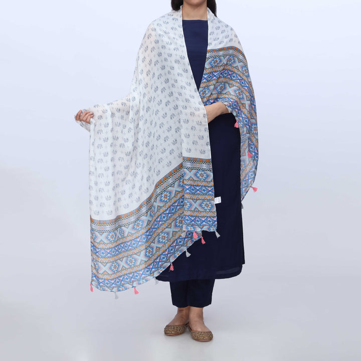 Blue Digital Printed Dupatta PW3767