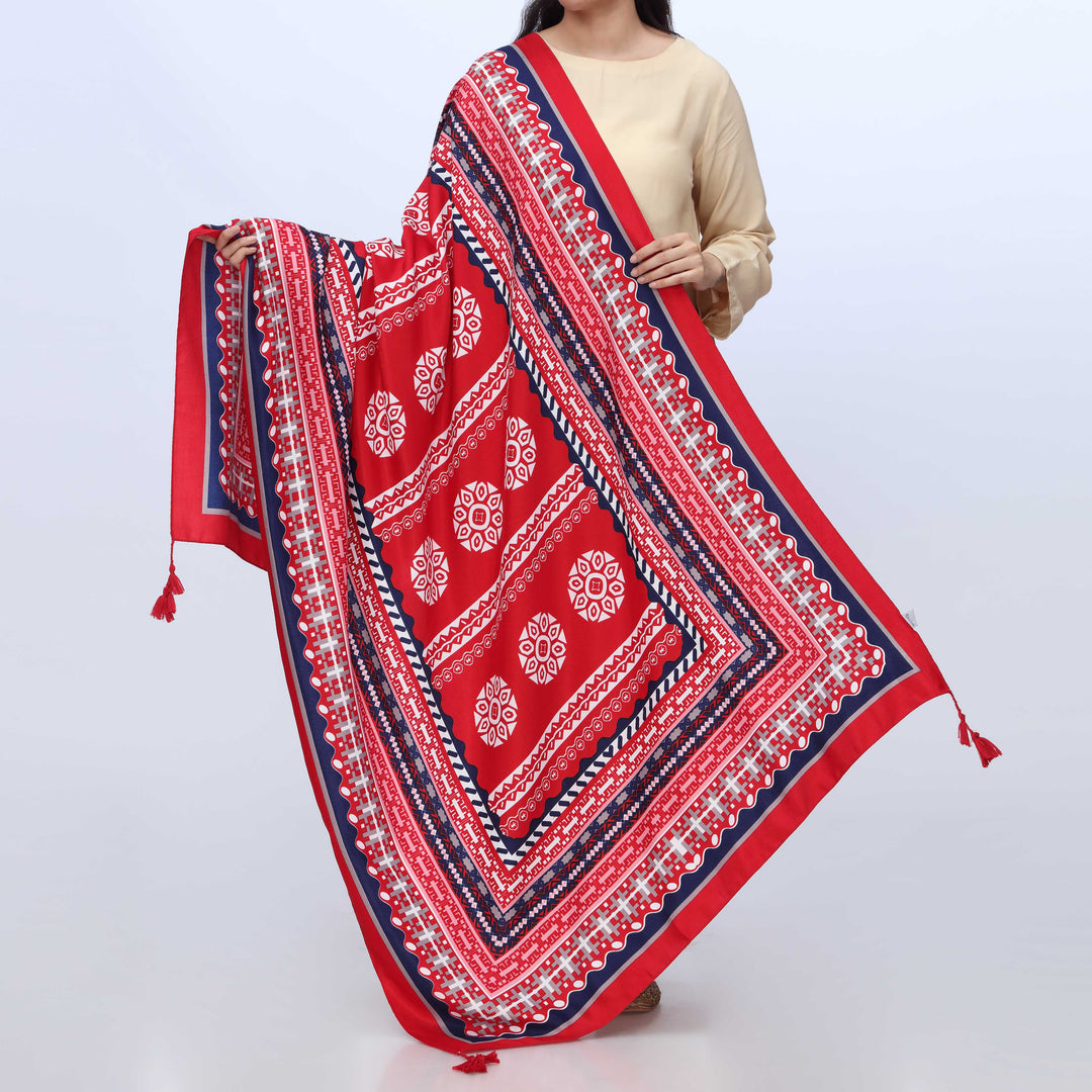 Red Digital Printed Dupatta PW3773