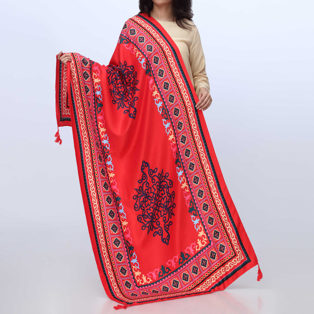 Red Digital Printed Dupatta PW3778