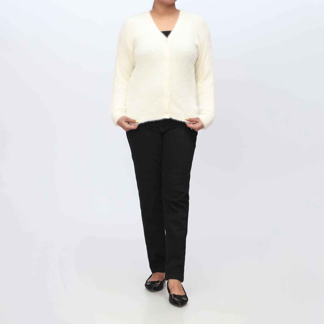 White Mid Length Cardigan  PW3902