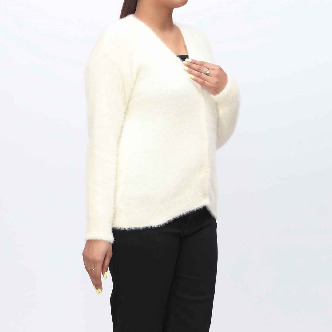 White Mid Length Cardigan  PW3902