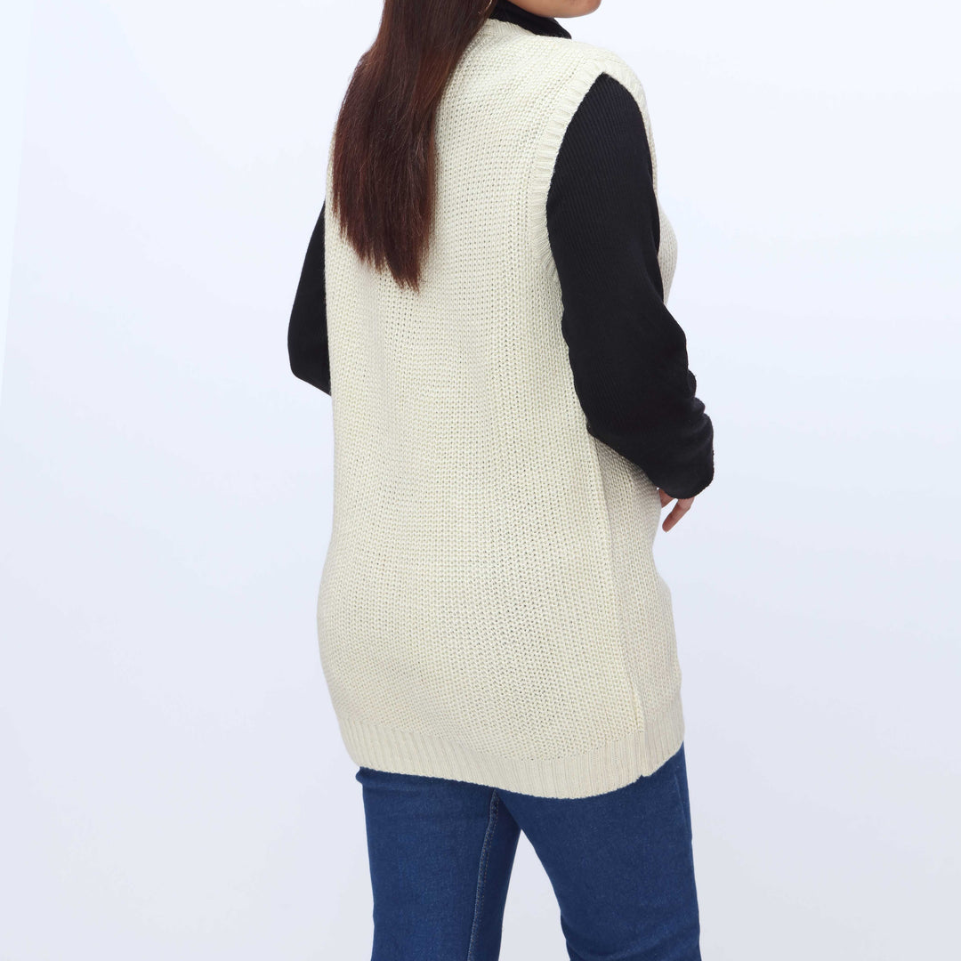 Cream Sleeveless Cardigan PW3903