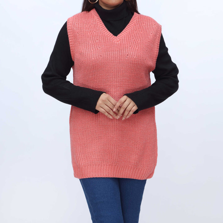 Peach Sleeveless Cardigan PW3903