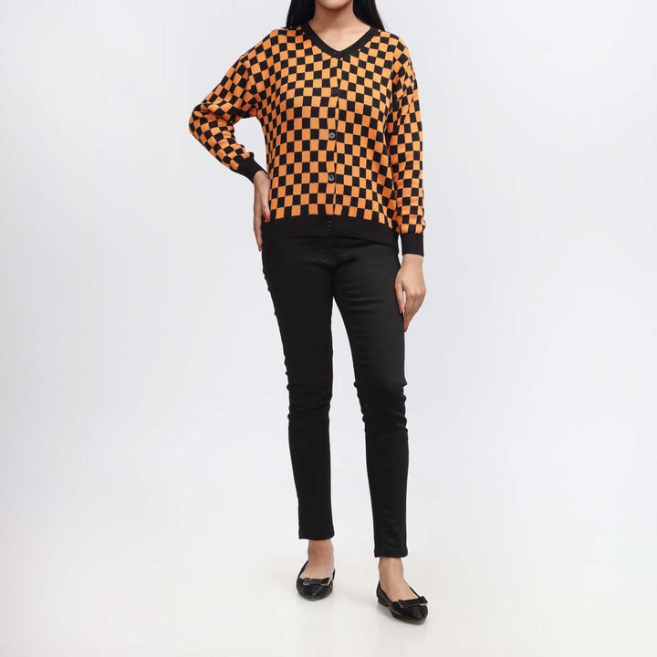 Orange Mid Length Cardigan PW3906