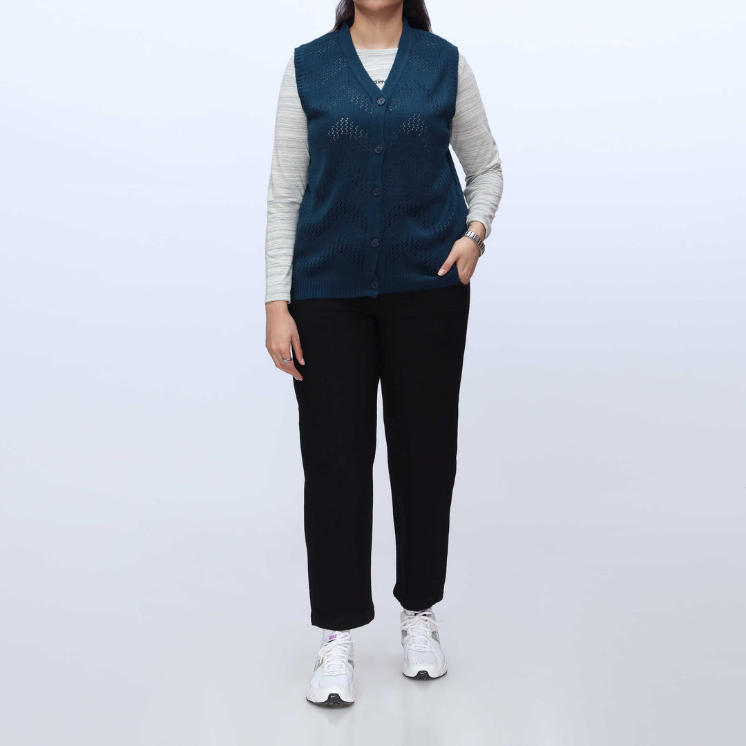 Blue Sleeveless Cardigan PW3910