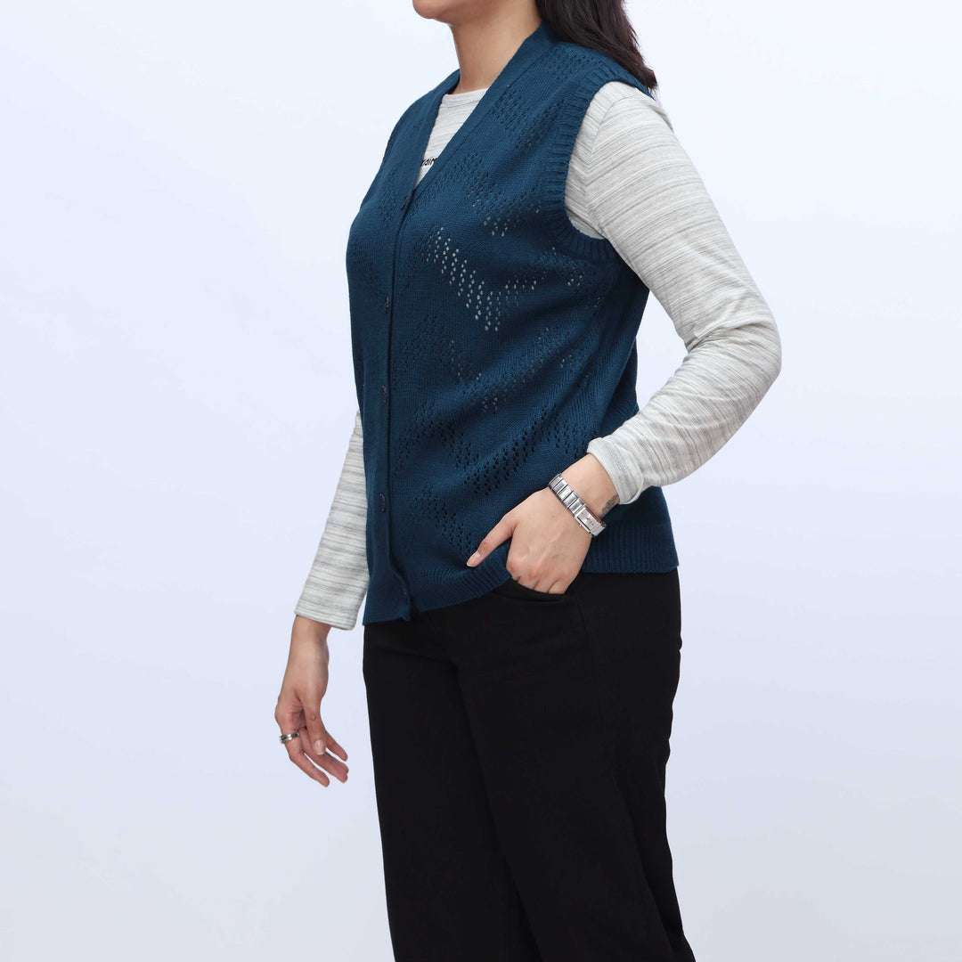 Blue Sleeveless Cardigan PW3910