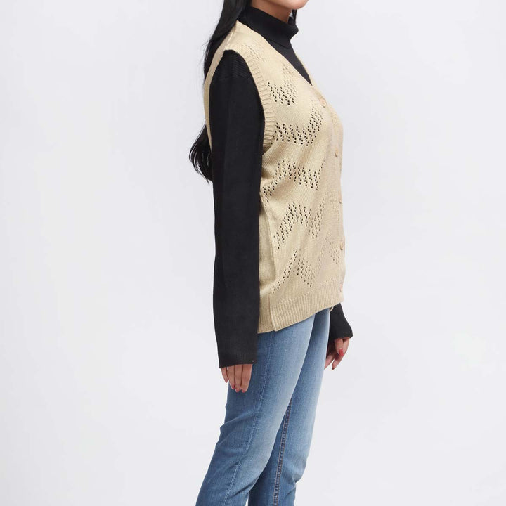 Beige Mid Length Cardigan PW3910